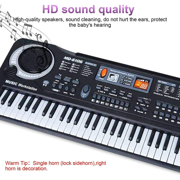 61 Key Children Electronic Piano & Microphone 16 Tones 10 Rhythms 6 Demo  Songs Keyboard Piano