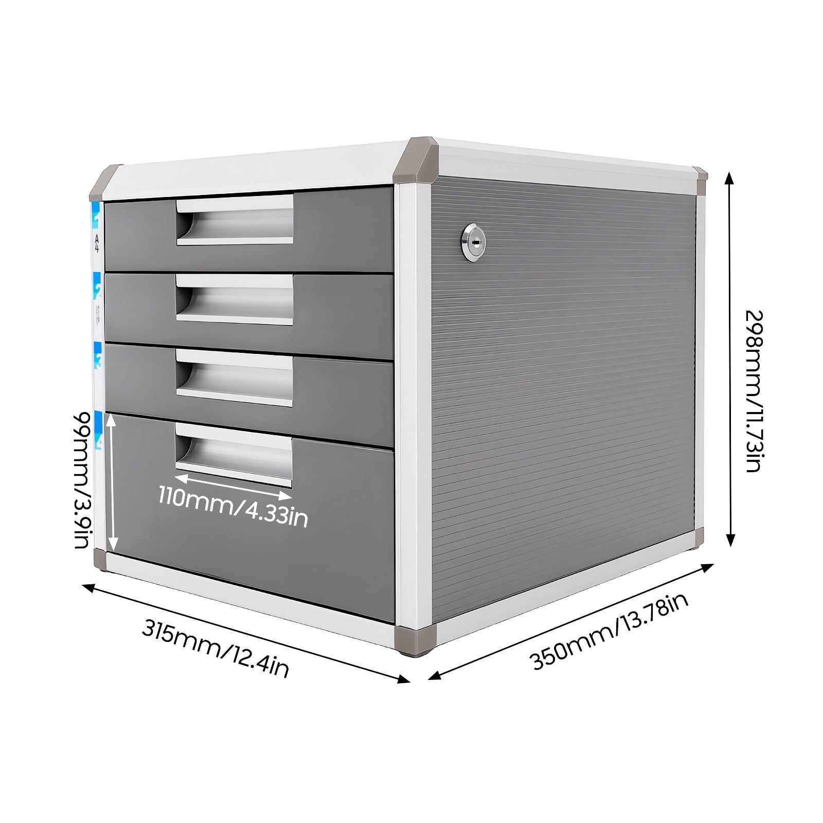 File Storage Cabinet with Lockable Drawers, File Cabinet with 4 Drawers, Document Storage Box for Offices and Homes