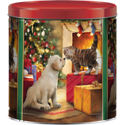 Great Value Christmas Popcorn Tin, Puppy and Kitten, Assorted Popcorn, 21 oz.