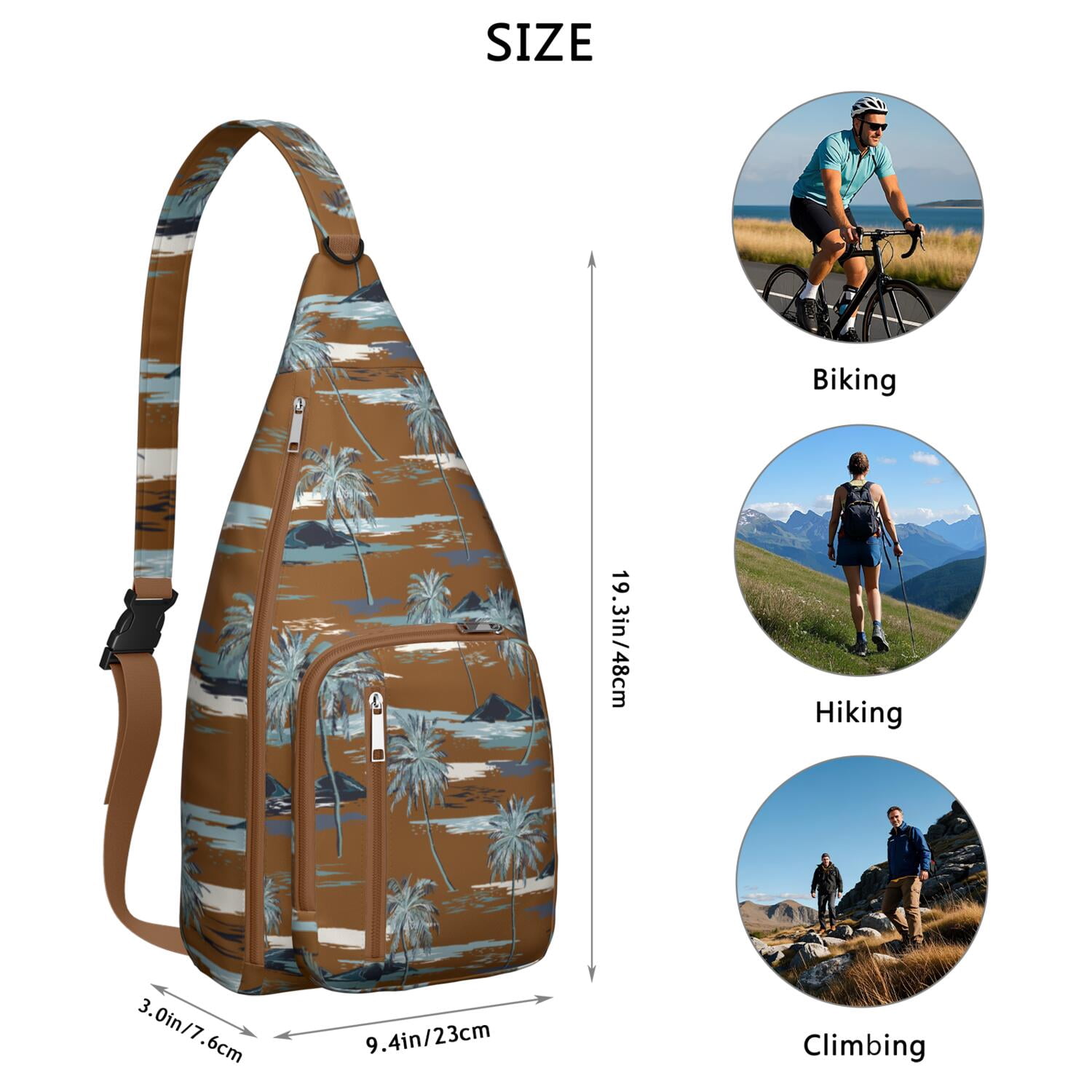 Safari Jungle Island Sling Bag, Multi-Pocket Chest Bag with Hide the Keyhole, Stylish for Women & Men