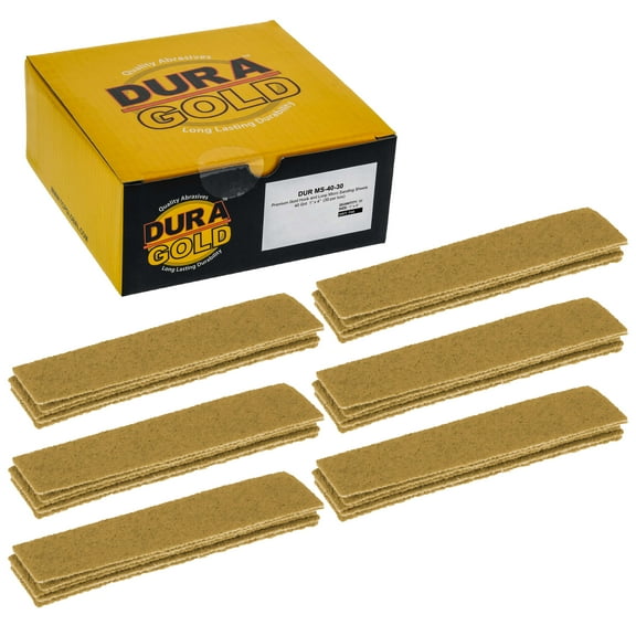 Dura-Gold Premium 1" x 4" Gold Sandpaper Micro Sheets, 40 Grit (Box of 30) - Hook & Loop Backing, Wood Furniture Woodworking - Hand Micro Sanding Blocks
