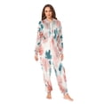 thumbnail image 2 of 1 Piece Adult Onesie Pajamas Cozy & Loose-Fit Sleepsuit Loungewear with Pockets Coral and Teal Floral Pattern XXX-Large, 2 of 7