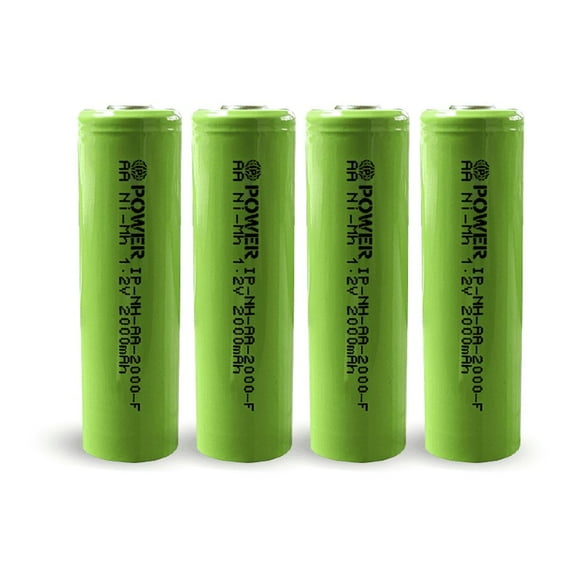 IP POWER NiMh Nickel Metal Hydride AA 1.2V 2000mAh Rechargeable Flat Top Battery (No Tabs) - 4 Pack