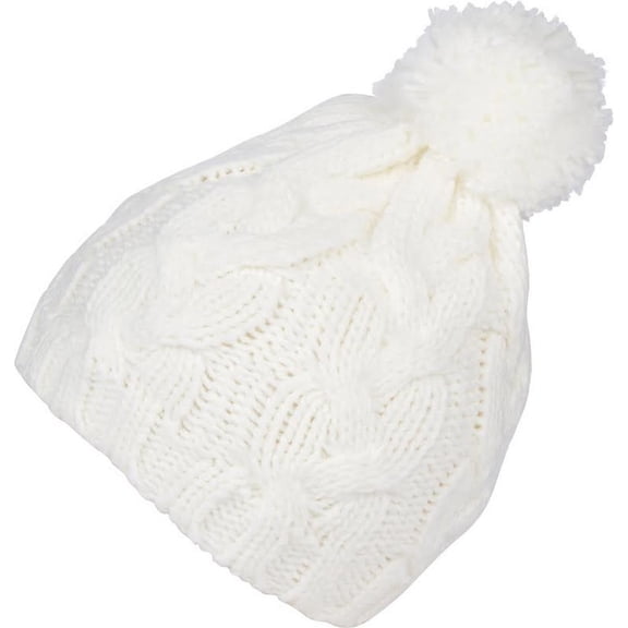 Sakkas Tabb Unisex Cable Knit Pom Pom Bobble Beanie Hat - Ivory - OS