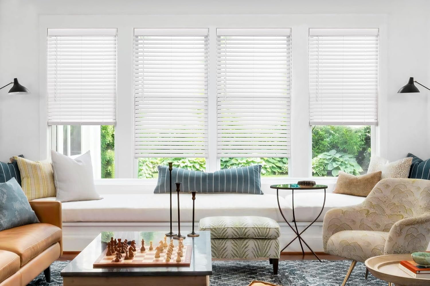 LazBlinds 2-inch Cordless Faux Wood Blinds with Royal Valance, Room Darkening Horizontal Window Blinds, Inside Mount Blinds for Windows - Fit for window 72 1/2'' W x 60'' H - White