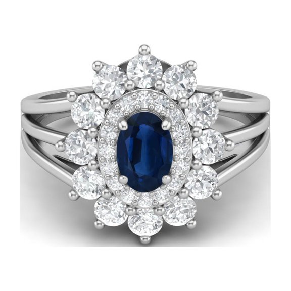 4.03 Ctw Natural Blue Sapphire 925 Sterling Silver Solitaire Women's Valentines Day Gifts Ring