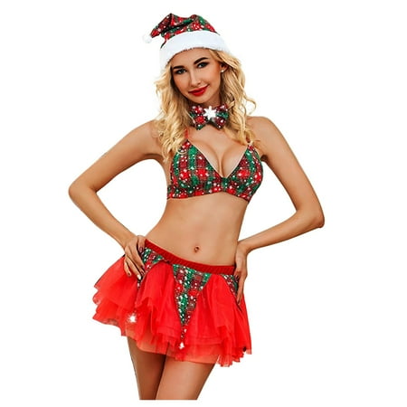 

Christmas Gifts for Women UHEOUN Sexy Lingerie for Women Christmas Plush Strappy Lace Sheer Lingerie Babydoll Teddy Lace Sexy Lingerie Set for Women Naughty for Play Christmas Clearance Sale