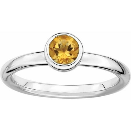 Sterling Silver Stackable Expressions Low 5mm Round Citrine Ring