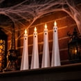 thumbnail image 7 of 4 Pack, Halloween Flameless Candles 10 Inch Spooky Halloween Decor Ghost Face Led Candles for Indoor Table Mantel Party Haunted House Halloween Decorations, White, 7 of 7
