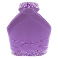 thumbnail image 2 of Yeahdor Kids Girls Halter Sleeveless Cross Back Jazz Vest Shirt Sparkly Rhinestones Modern Dance Performance Tank Tops Purple 16, 2 of 5