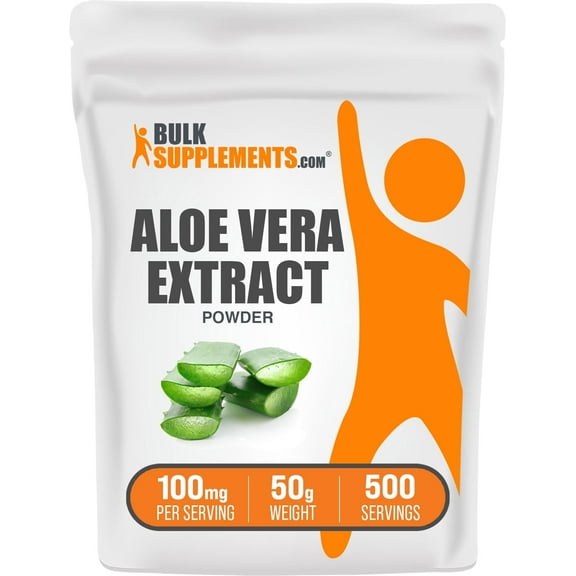DISCONTINUED Aloe Vera Extract Powder, 100mg - Hair & Skin Health Supplement (50g - 500 Servings)