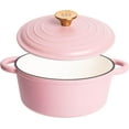 thumbnail image 3 of Lexi Home 2.8-Qt Enameled Cast Iron Dutch Oven with Lid & Loop Handle, Matte Pink, 3 of 7