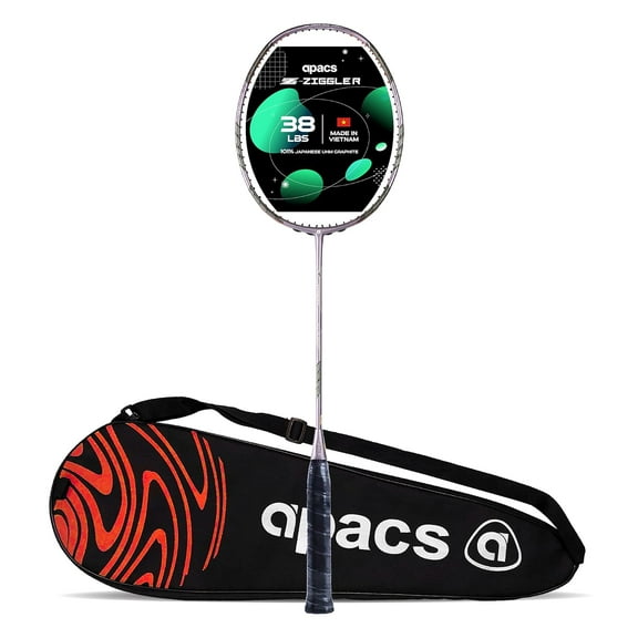 Apacs Z - Ziggler Unstrung, 38 LBS Max Tension 6.4mm Slim Shaft | 100% Japanese Graphite Badminton Racket With Free Full Cover | G2-4 1/8 Inches , Light Purple