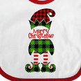 thumbnail image 4 of Inktastic Merry Christmas Elf in Red and Green Plaid Boys or Girls Baby Bib, 4 of 4