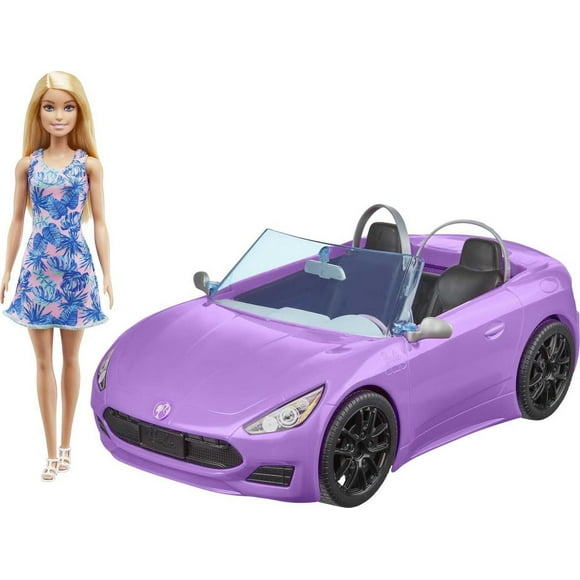 Barbie Doll (11.5 in Blonde) & Purple Convertible Car, 3 to 7 Year Olds, Ages 3+