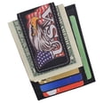 thumbnail image 2 of Genuine Leather Front Pocket Magnetic Money Clip Slim Minimalist Wallet Skull Bone USA Skull USA Flag Eagle USA Logos (USA Eagle), 2 of 6