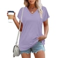 thumbnail image 7 of zejinsd Summer T-Shirt for Women Relaxed Breathable Fashion V-Neck Tops Leisure Comfy Short Sleeves Shirts Multiple Solid Colors Available, 7 of 7