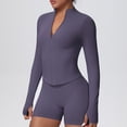 thumbnail image 4 of PBFRDSJ Yoga Jackets for Women Full Zip Athletic Cropped Jacket with Thumb Holes Lightweight Slim Fit Sun Protection Top for Workout Running Hiking, 4 of 7