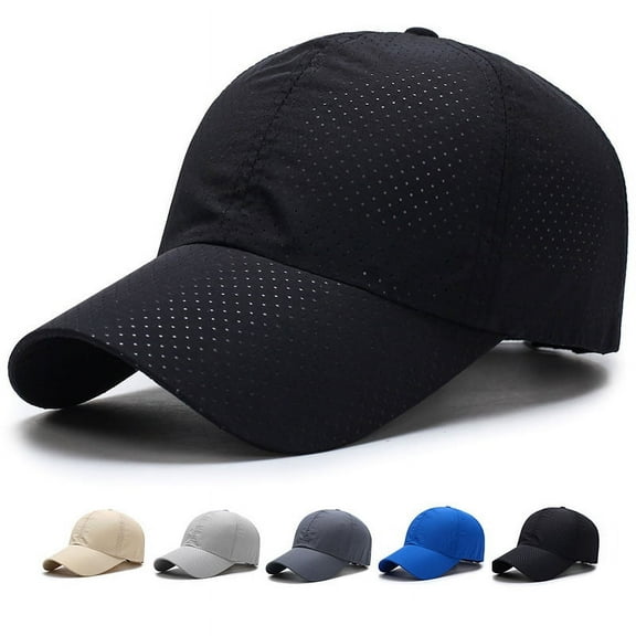 Unisex Breathable Qick Dry Top Hats for Men & Women Perforated Baseball Caps Mens Hats Dad Hat, Black