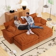 thumbnail image 3 of Muumblus Comfy Modular Sectional Sofa with 2 Ottoman, Deep Seat 80.5" Modern Oversized Corduroy Cloud Couch, Fluffy Deep Seat Chaise Lounge Sleeper Sofa for Living Room Apartment, Orange, 3 of 10