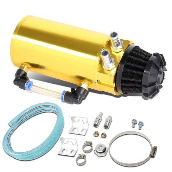 DNA Motoring OCT-ZTL-9046-GD Universal Aluminum Oil Reservoir Catch Can Tank w/Breather Filter Baffled (Gold)