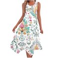 thumbnail image 2 of RYDCOT Womens Summer Sleeveless Dress Floral Print Swing Hem Tank Midi Dresses Casual Crewneck Sundress Beach Vacation Dress Clearance Multicolor, 2 of 8