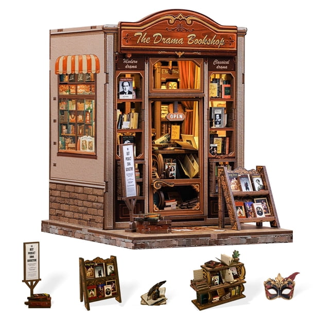 Kit de libros para casas de muñecas en miniatura para casa de muñecas Cutefun Drama Bookshop
