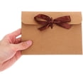 thumbnail image 3 of BESTYASH 50Pcs Coffee Color Kraft Paper Envelopes with Ribbon Bow for Holiday Cards and Special Occasions, 3 of 6