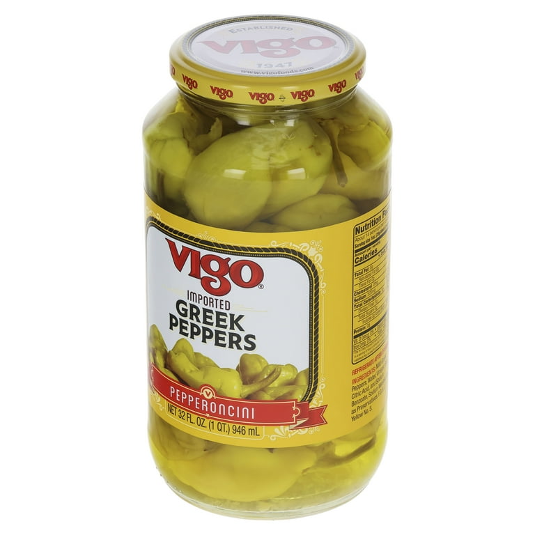 Vigo Handpicked Greek Peppers, Zesty Flavor, Perfect for Pizzas