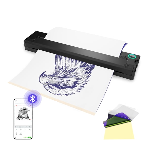 PeriPage P90 Wireless Tattoo Printer,Thermal Tattoo Machine with Tattoo Stencil Paper,Portable Tattoo Printer Compatible with Phone,Pad & PC