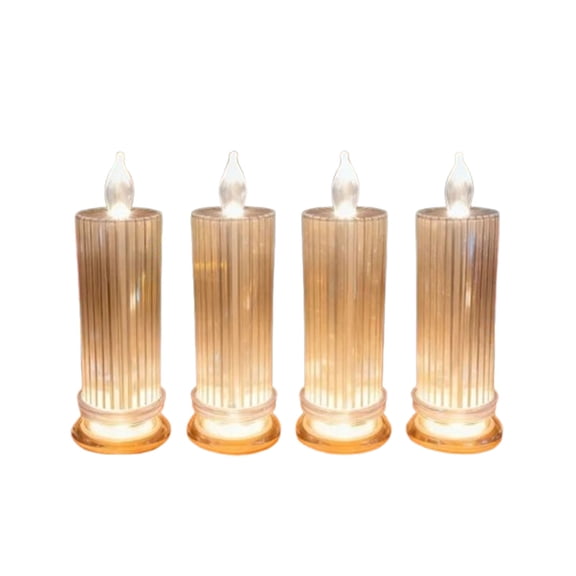 Cheapark Set of 4 LED Crystal Candle Lights - Flameless Battery Operated Decor, Safe Festive Accent for Home Party, Christmas Holiday Ambiance Light