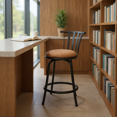 thumbnail image 1 of Homy Casa Ensemble de 1 Tabouret de Bar Réglable avec Dossier et Coussin Confortable pour Librairie, Bibliothèque et Coin Lecture, 1 of 5