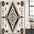 thumbnail image 3 of Boho Black Brown Waterproof Fabric Shower Curtain,Geometric Southwestern Ethnic Vintage Waterproof Fabric Shower Curtain for Bathroom Curtains Bathtubs Shower Curtains with 12 Hooks Small 36x72in, 3 of 8