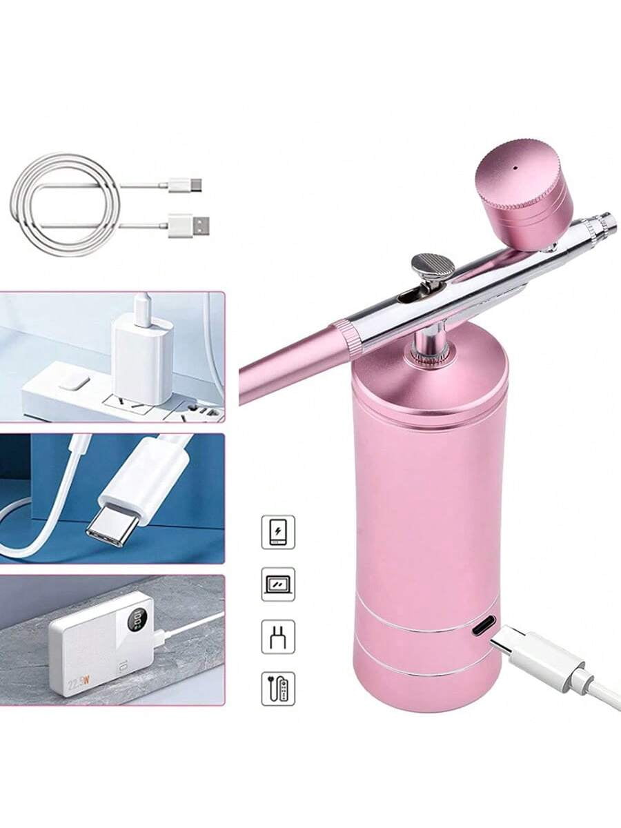 Professional Cordless Airbrush Kit USB Rechargeable Portable Lightweight For Painting Makeup Haircuts Nail Art More With Cleaning Brushes Tools