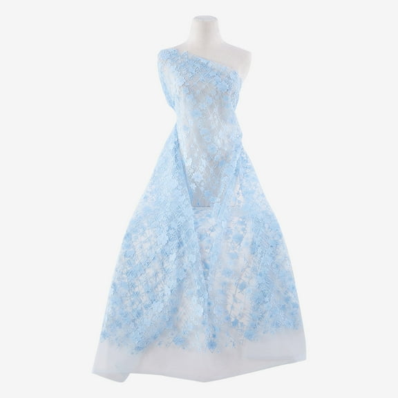 Zelouf Catherine All Over 3D Flower Embroidery Mesh , Sewing, DIY, Crafts Fabric by the Yard, Sky Wing, 3 Yard