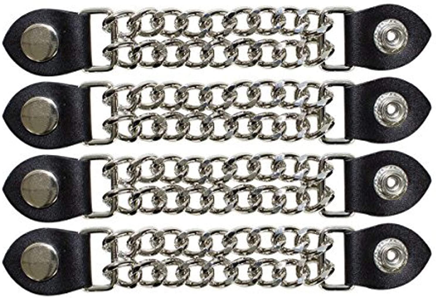 Plain Leather Motorcycle Vest Extenders for Men Double Diamond Cut