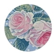 thumbnail image 4 of HAOXIT Pink Roses Round Tablecloth ,watercolor flowers Shabby chic blue Oblong Table Cloth Polyester Table Cover Decorations for Picnic,Kitchen,Holiday Party 54-58, 4 of 8