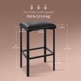thumbnail image 2 of Modern PU Leather Counter Height Bar Stools Set of 4 – 24" Dining Chairs – 2" Thick Upholstery – Sturdy Metal Frame – Easy Assembly – For Kitchen Island, Bar Counter, Dining Room – Black, 4PC Set, 2 of 7