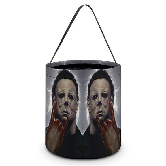 Michael Myers Candy Tote Bags Halloween Trick or Treat Bucket Bag Portable Collapsible Reusable Goody Handbag