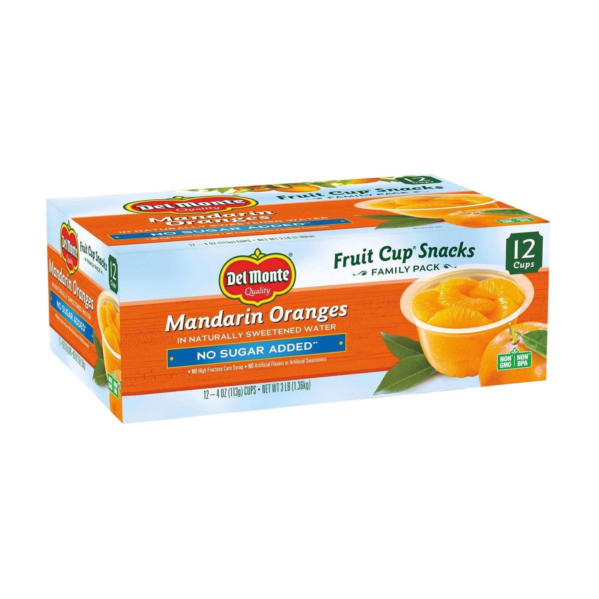Del Monte Mandarin Oranges Fruit Cup Snacks - 12ct/48oz - Pack of 2