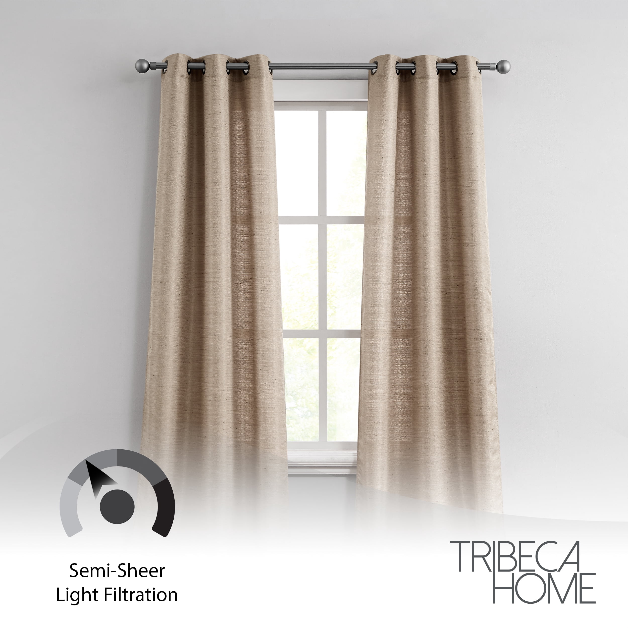 TRIBECCA home Traditional/ Grommet 2 Light Filtering Curtain Set 76 in x 84"