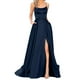 thumbnail image 2 of Vestidos de invitada de boda Prolriy para mujer 2024, elegantes vestidos largos sin espalda para mujer, de satén Crisn, con espagueti, para fiesta de graduación, con abertura lateral, vestido de, 2 of 6