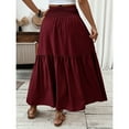 thumbnail image 3 of Skirts for Women Summer Casual Solid Skirts Elastic Waist Tiered Ruched Skirt, 3 of 5