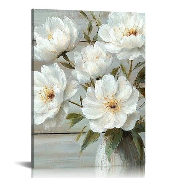 ZFLMY White Flowers Canvas Prints Wall Art for Home Decor Living Room Bedroom Office 12x16in