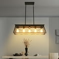 thumbnail image 5 of 5-Lights Kitchen Island Light Ceiling Light, Retro Farmhouse Chandelier for Dining Room, Pendant Lighting (No bulb) for Living Room, Bar, Black, 5 of 9