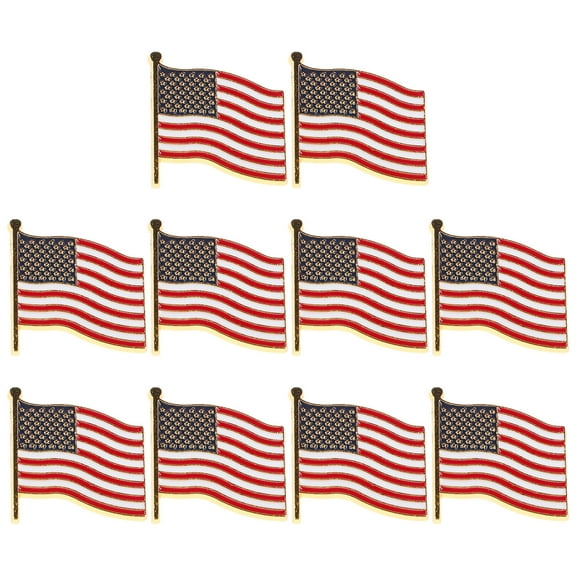 GOOHOCHY 10pcs American Flag Lapel Pins Patriotic Brooches Independence Day Political Badge Pins for Clothes Bags Backpack Decorations