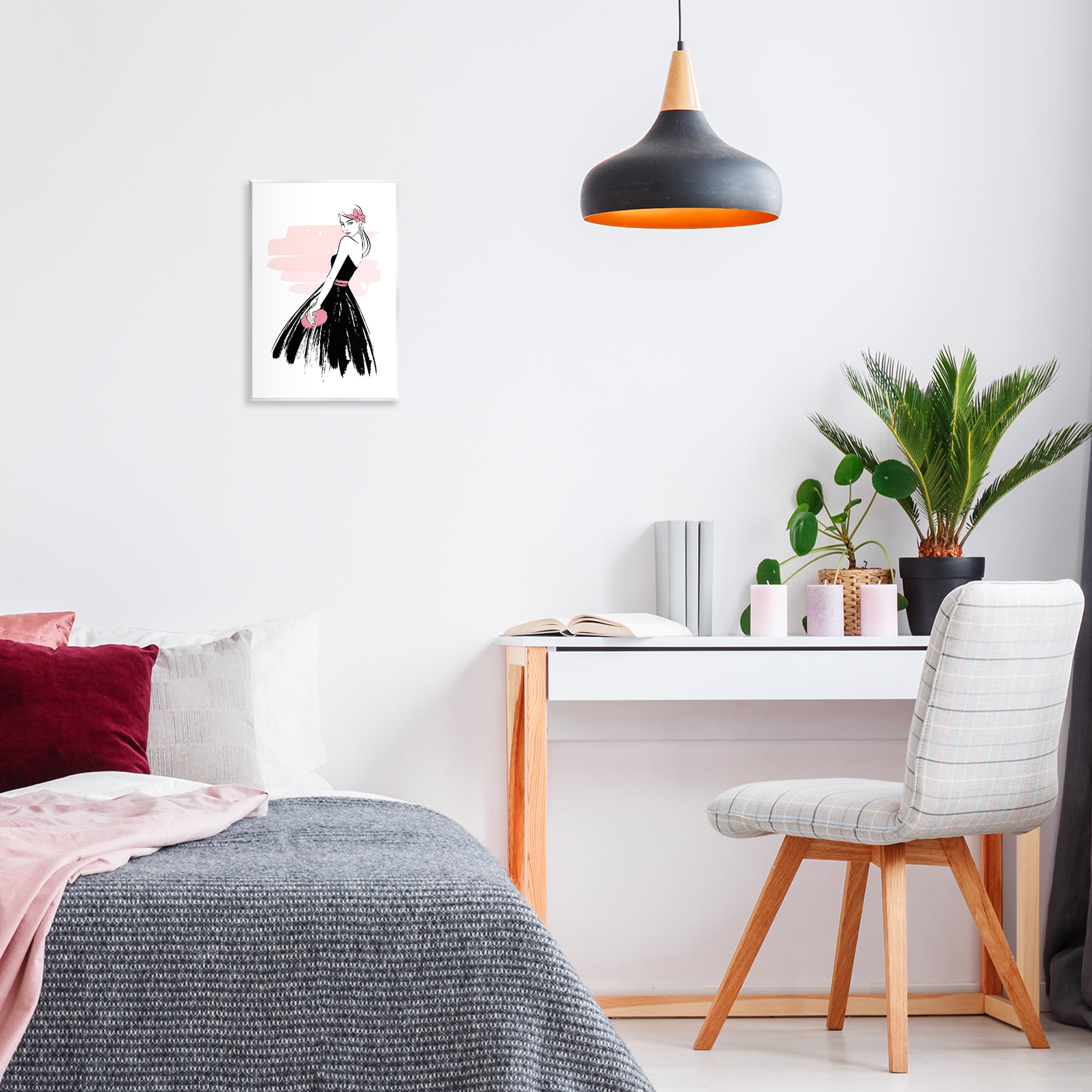 Stupell Industries Senorita in Black Dress Novelty Painting Unframed Art Print Wall Art, 10 x 15