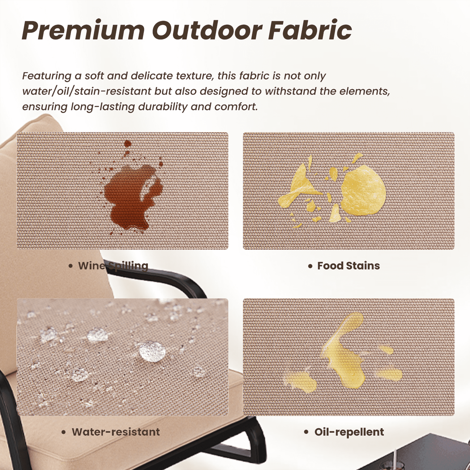 MAYEERTY 4-Piece Metal Frame Outdoor Patio Set with 2 Swivel Chairs, 1 Loveseat, and 1 Coffee Table