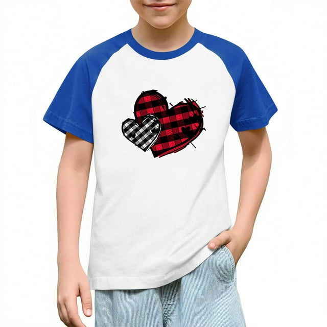Blusas y camisas de manga corta con cuello redondo para niños y niñas, blusa de manga corta con estampado de cuello redondo