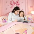 thumbnail image 4 of meiyoeat Personalized Monogram K Full Size Comforter Sets,Vintage Plant Floral Bedding Comforter Set For Girl,Pink Reversible,3pcs,1 Comforter and 2 Pillowcases, 4 of 7